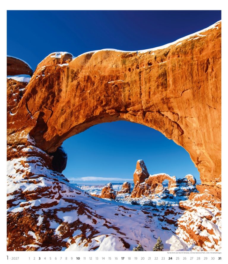 Fotografie místa Turret Arch a North Window pro měsíc Leden